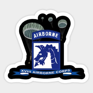 XVIII Airborne Corps w Parachute - Ribbon Sticker